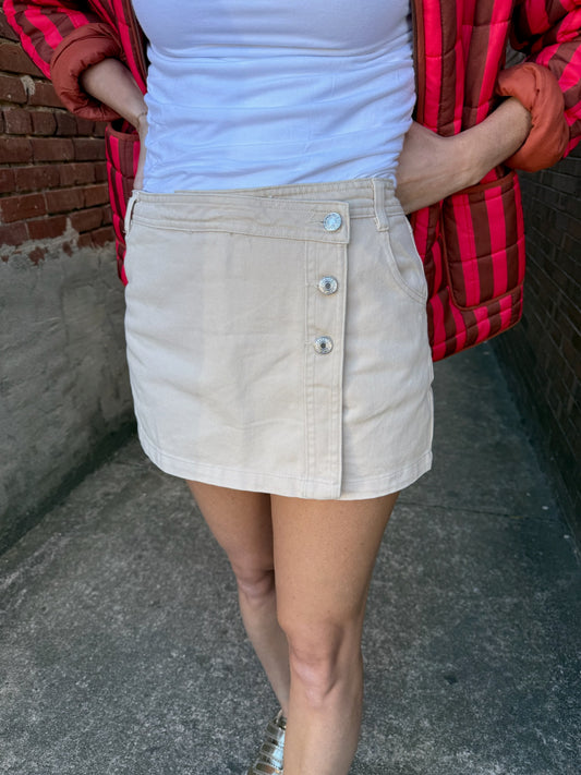 Ecru Denim Skort