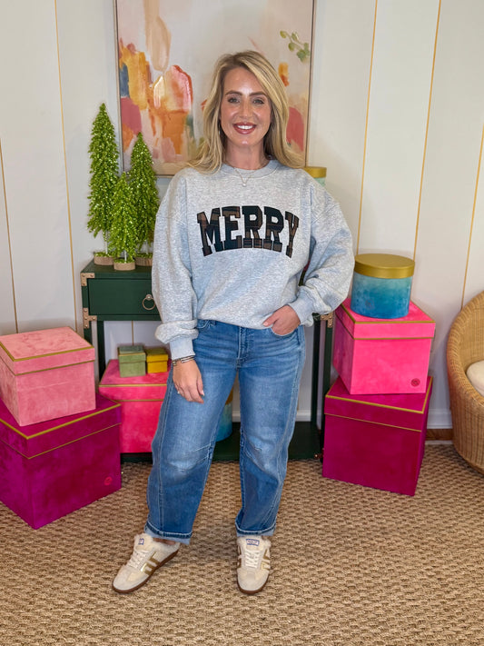 Merry Plaid Letter Sweatshirt
