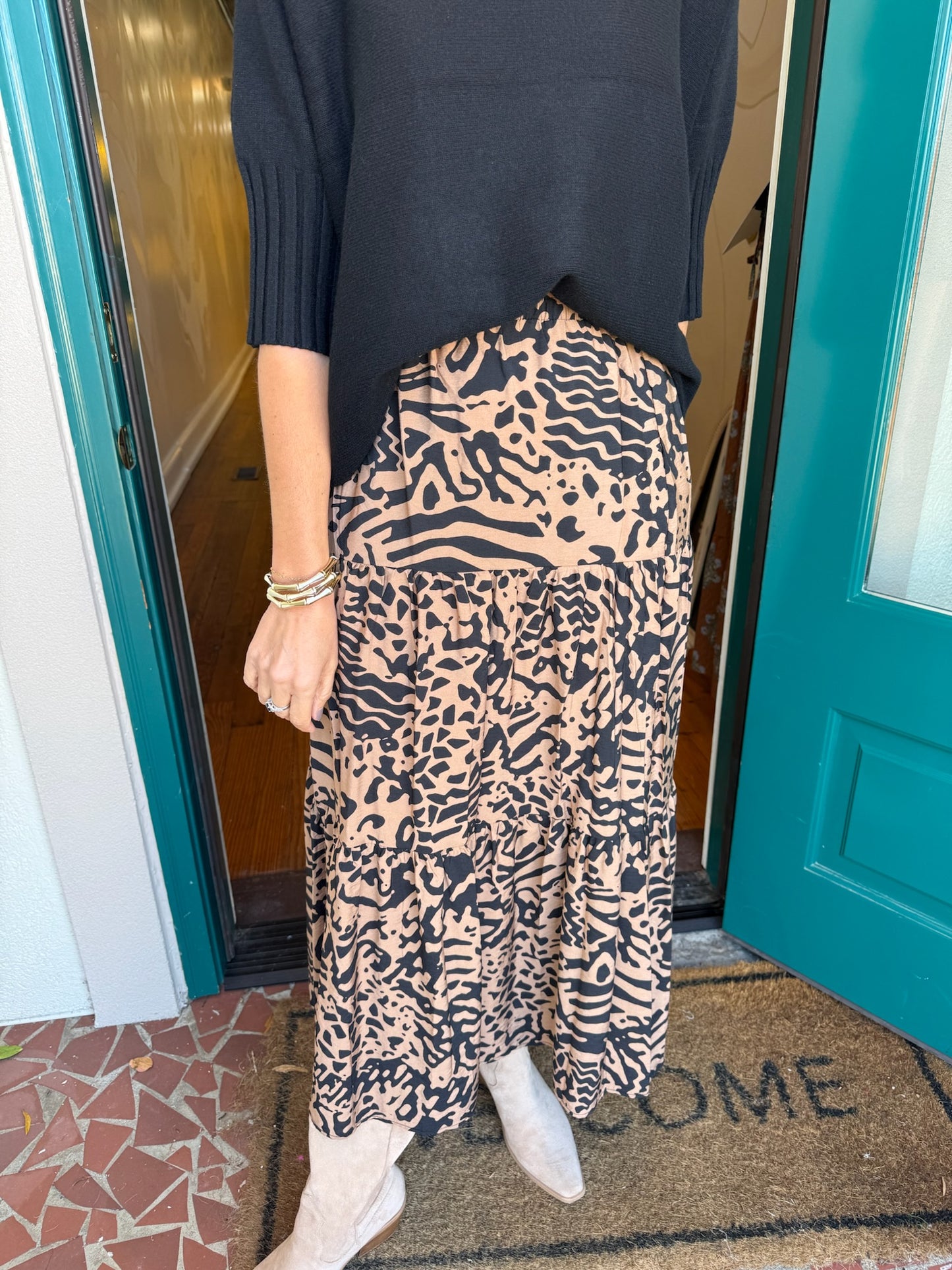 Animal Print Maxi Skirt