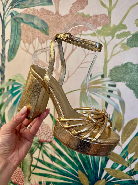 Edith Gold Bow Heel