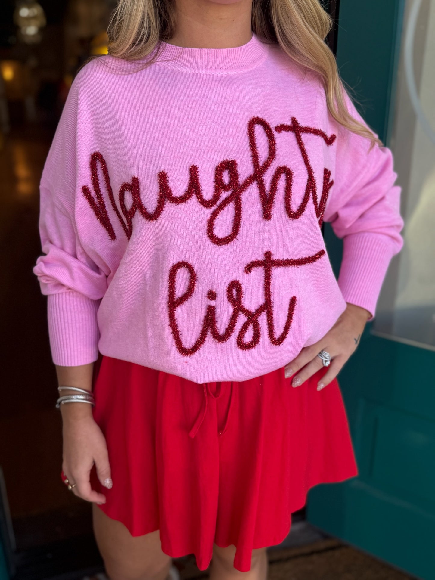 Naughty List Pink Sweater