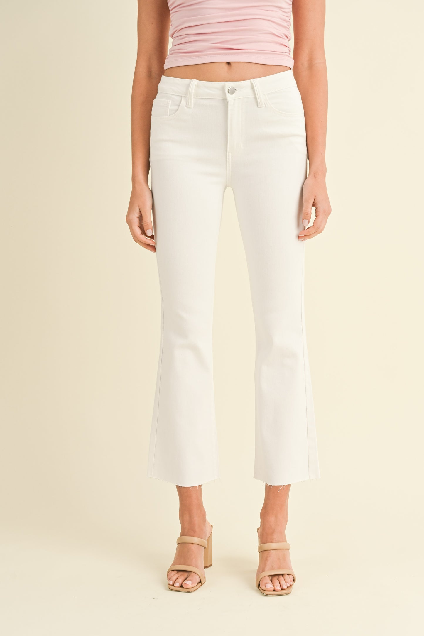 White Cropped Flare Jeans