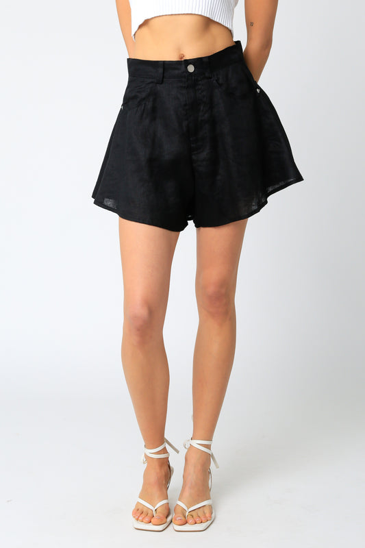 Black Belle Linen Shorts