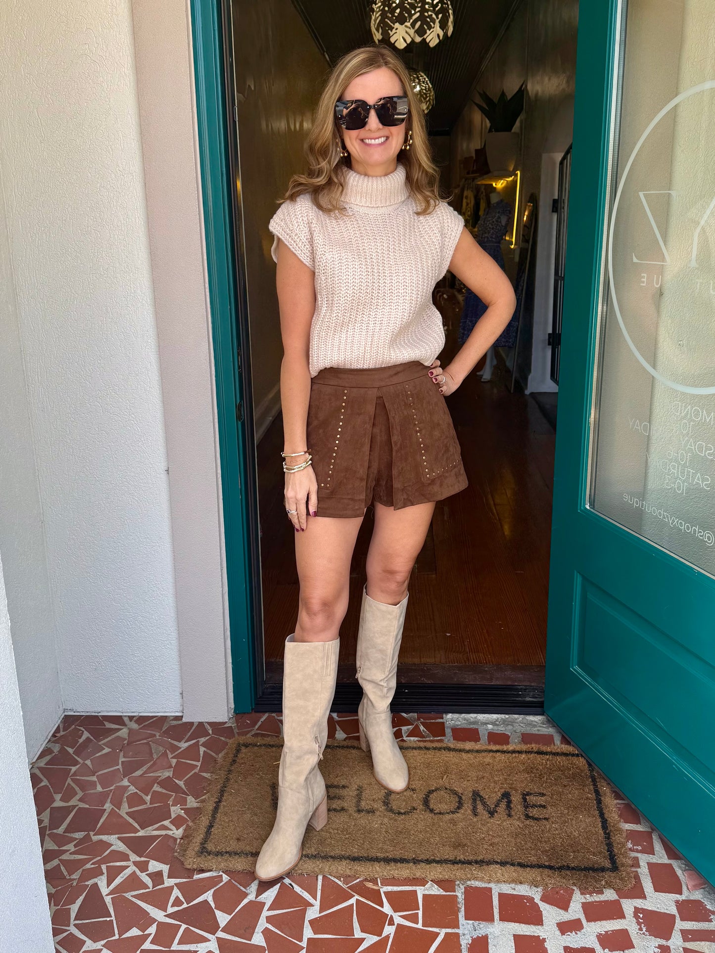 Studded High Waist Skort