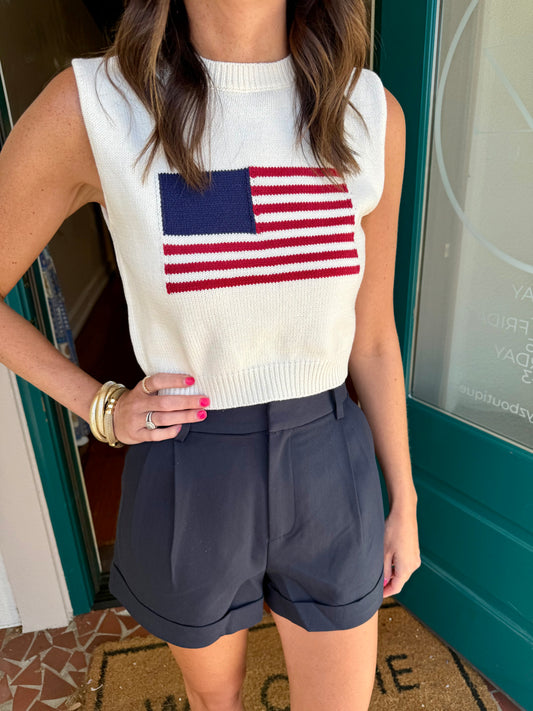 USA Flag Sweater Tank