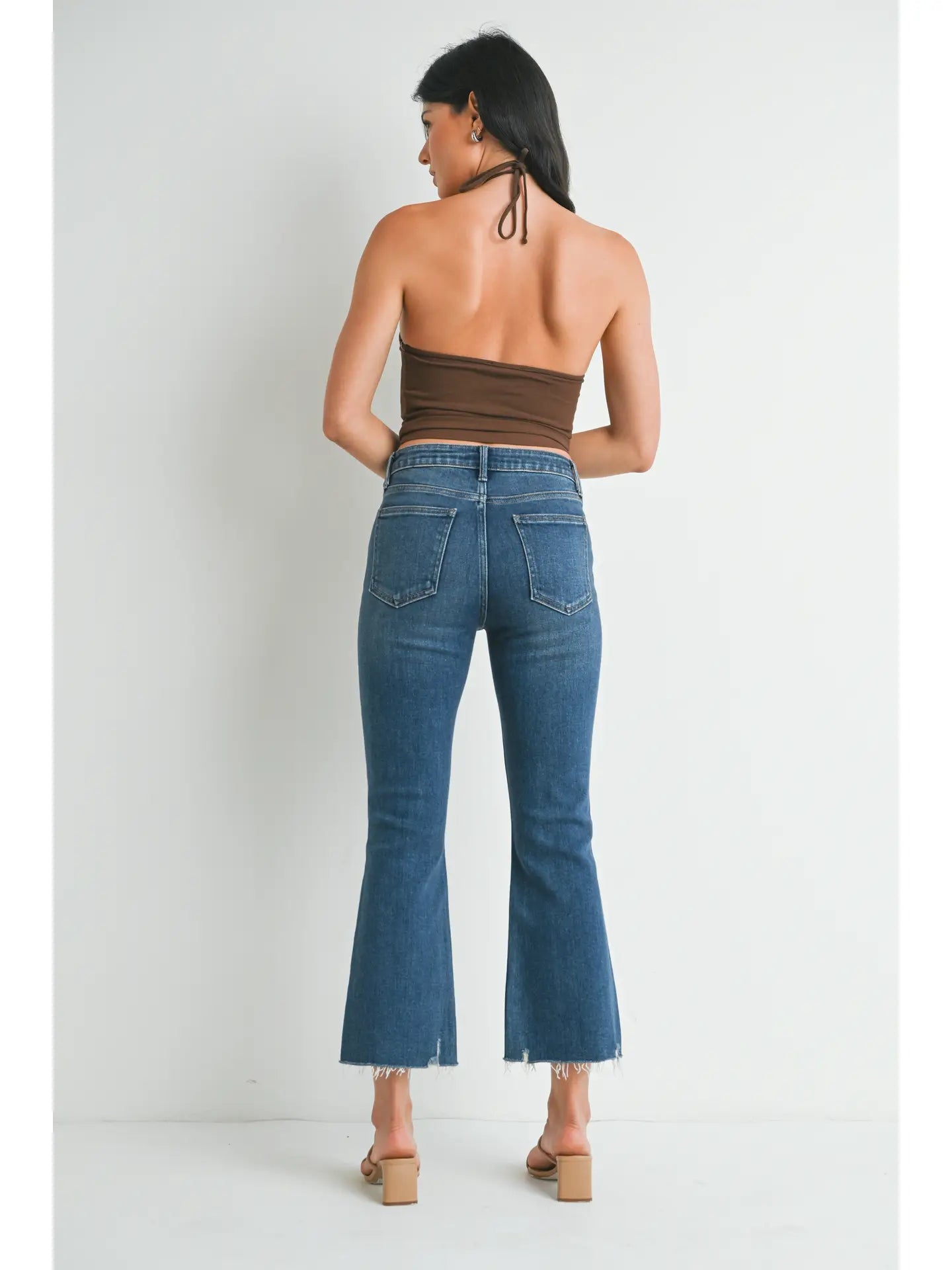 Chase High Rise Crop Flare with Distressed Hem