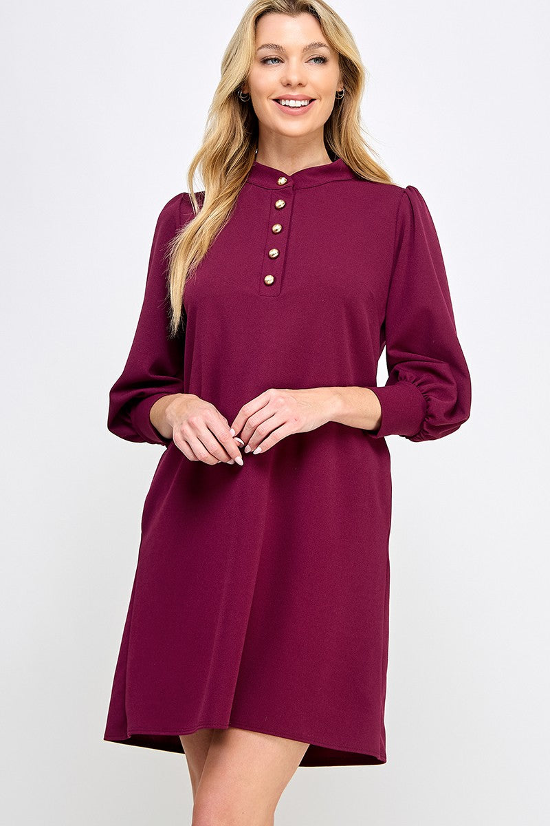 Solid Button Front Dress-Saturday Steal