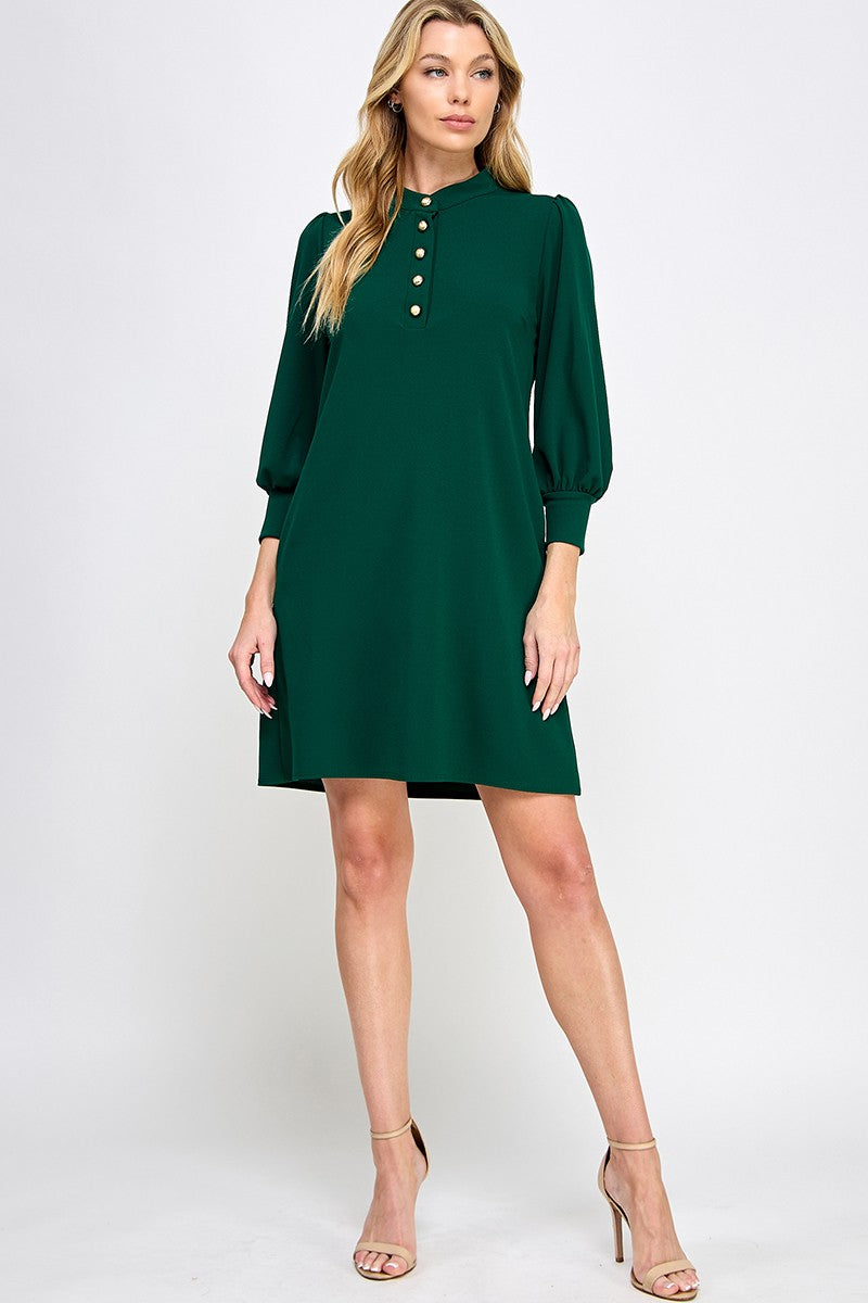 Solid Button Front Dress-Saturday Steal