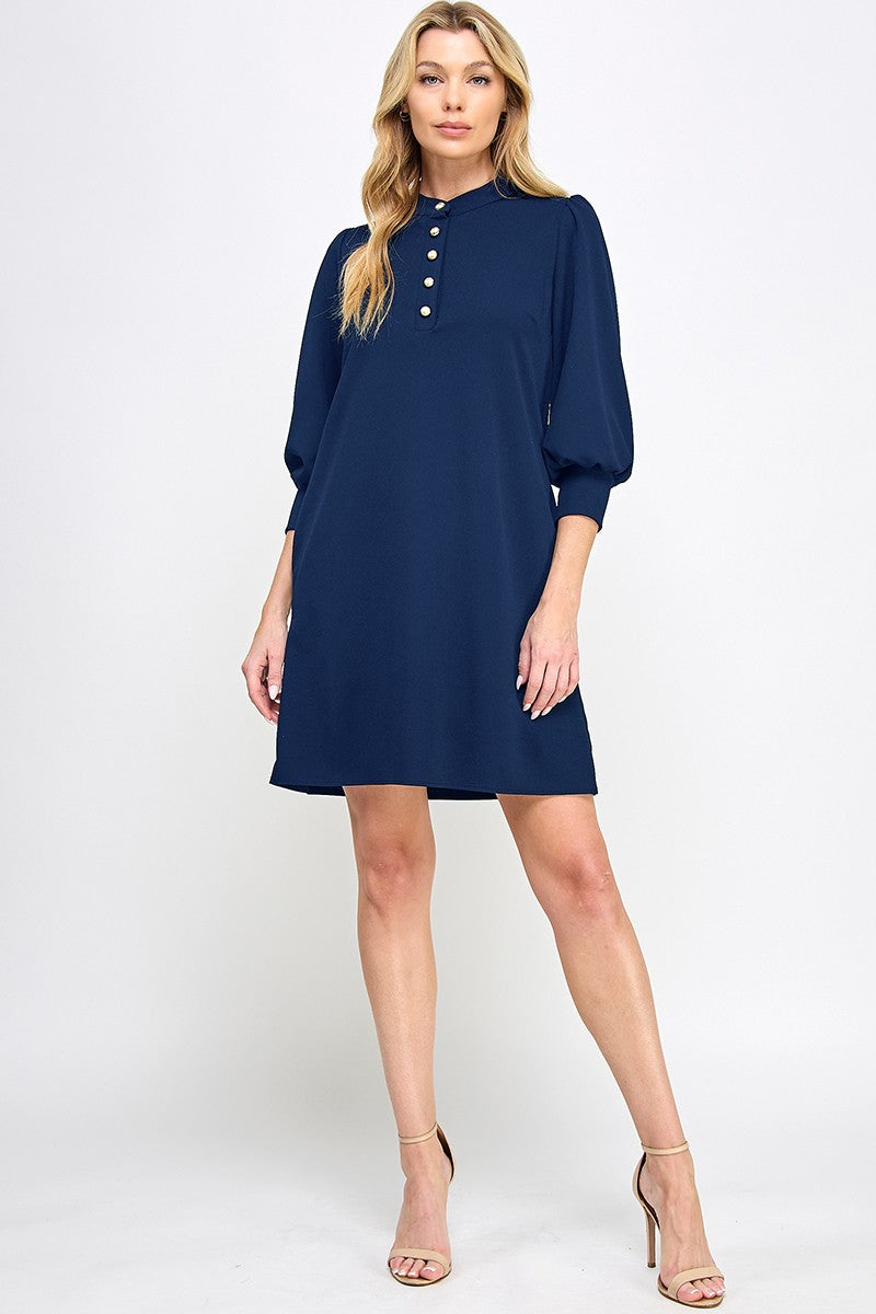 Solid Button Front Dress-Saturday Steal