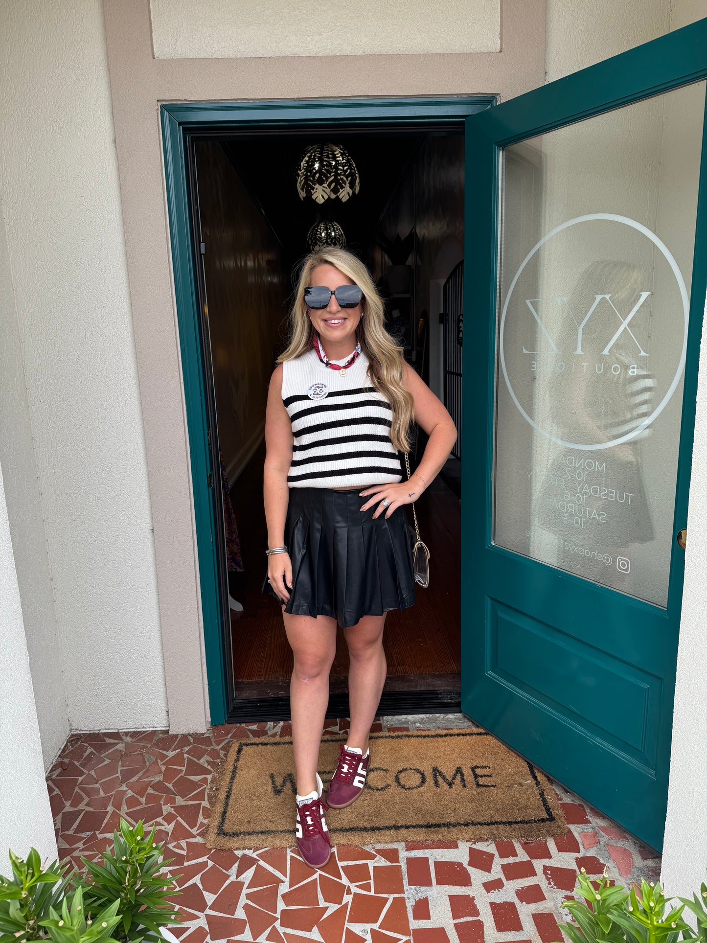 Faux Leather Pleated Skirt