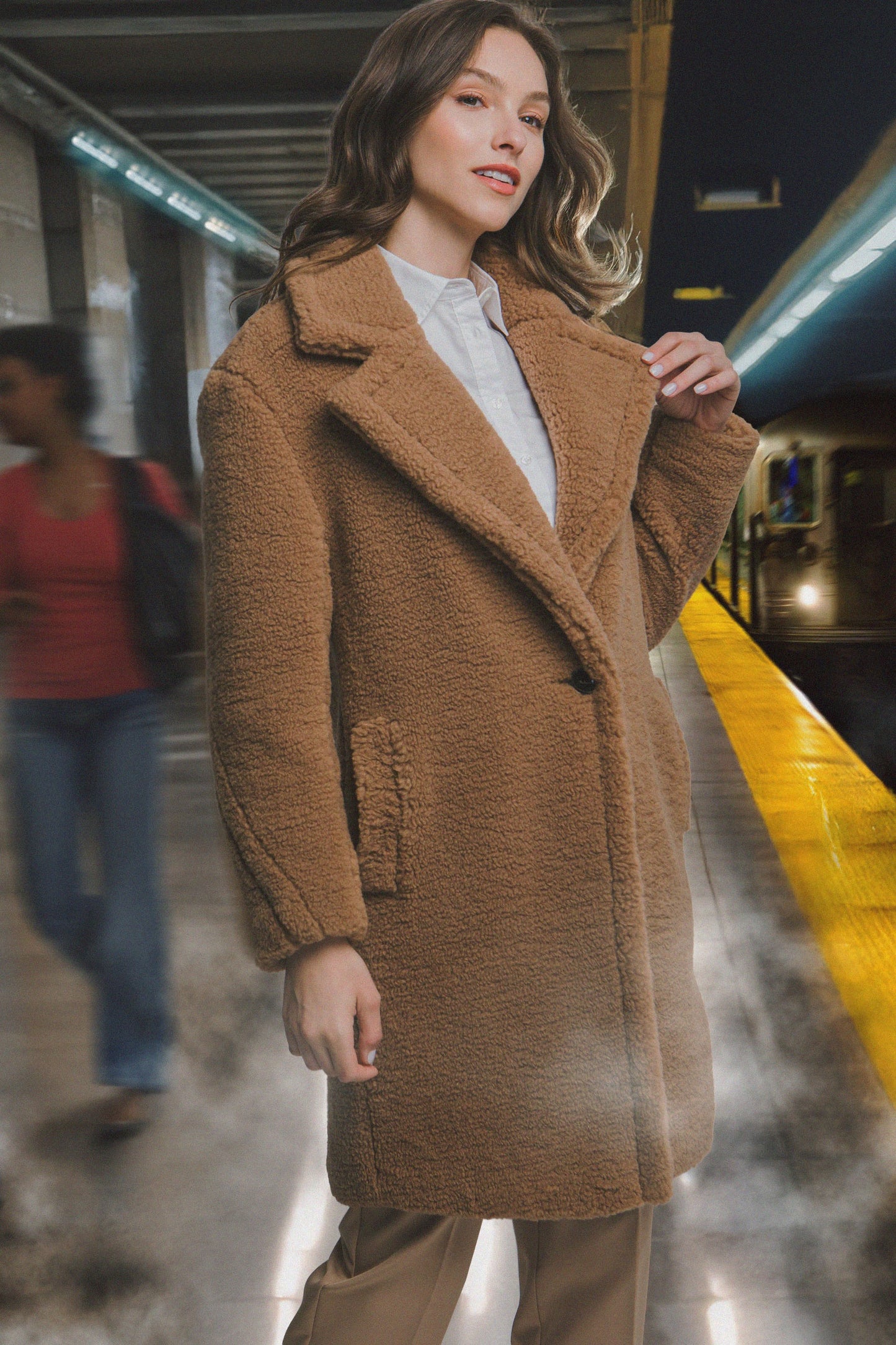 Notched Lapel Teddy Bear Coat