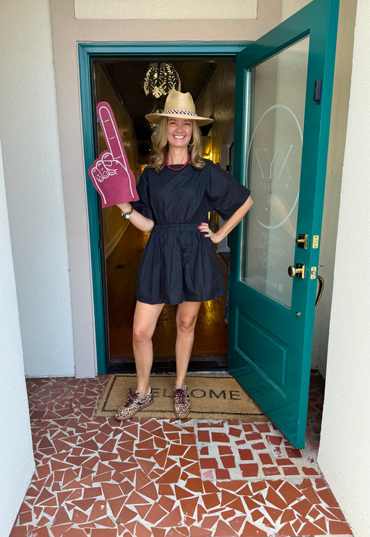 Black Short Sleeve Poplin Dress