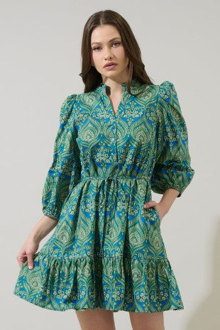 Nyra Paisley Jazlyn Split Neck Dress