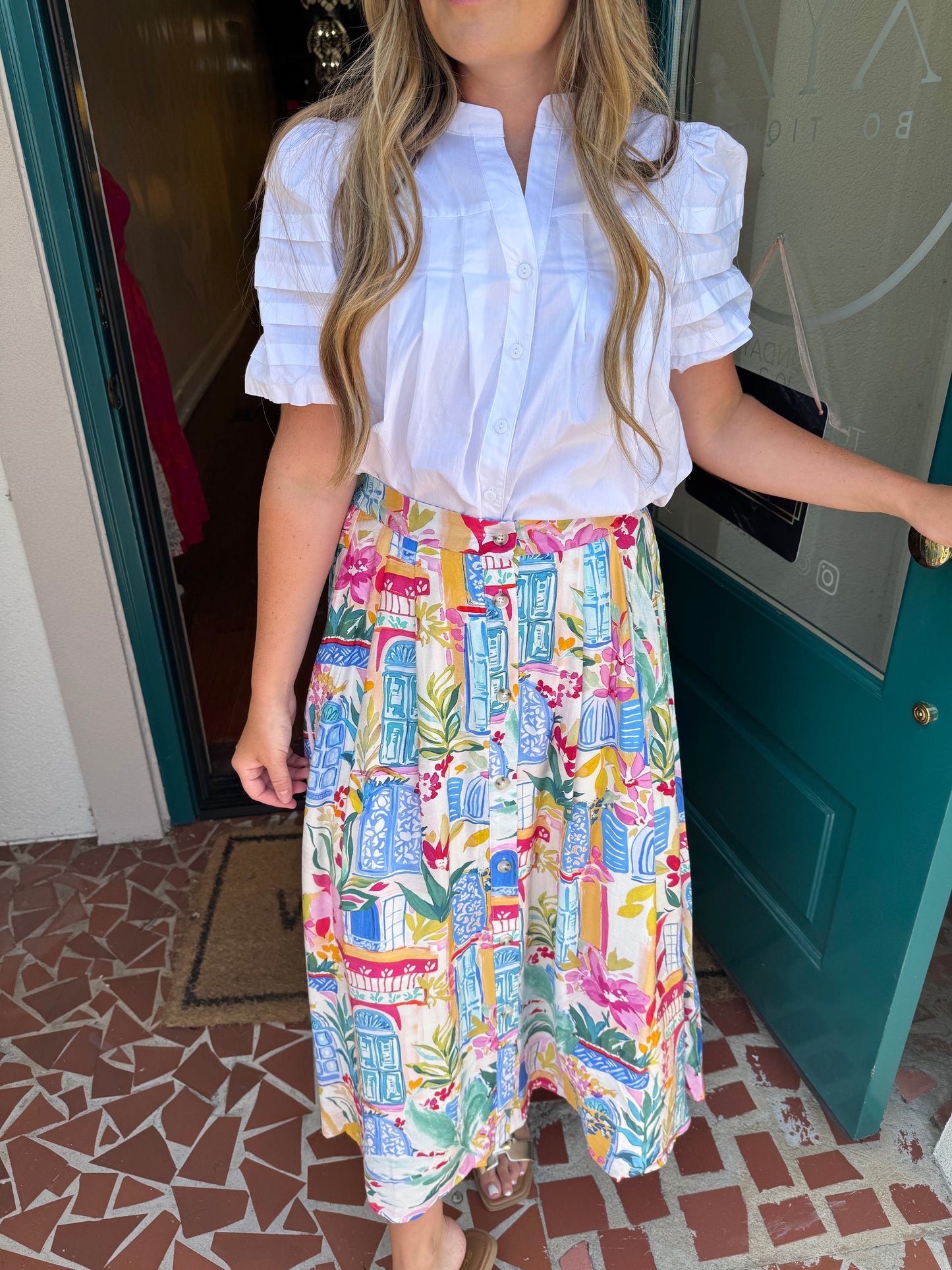 Colorful Button Up Skirt