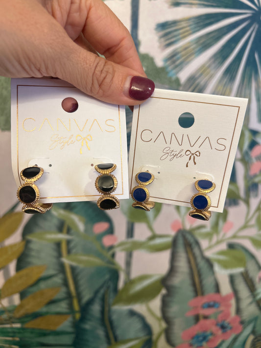 Bianca Fluted Enamel Disc Hoop Earrings