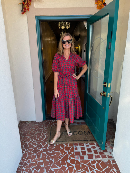 Chapman Plaid Wynette Tiered Midi Dress