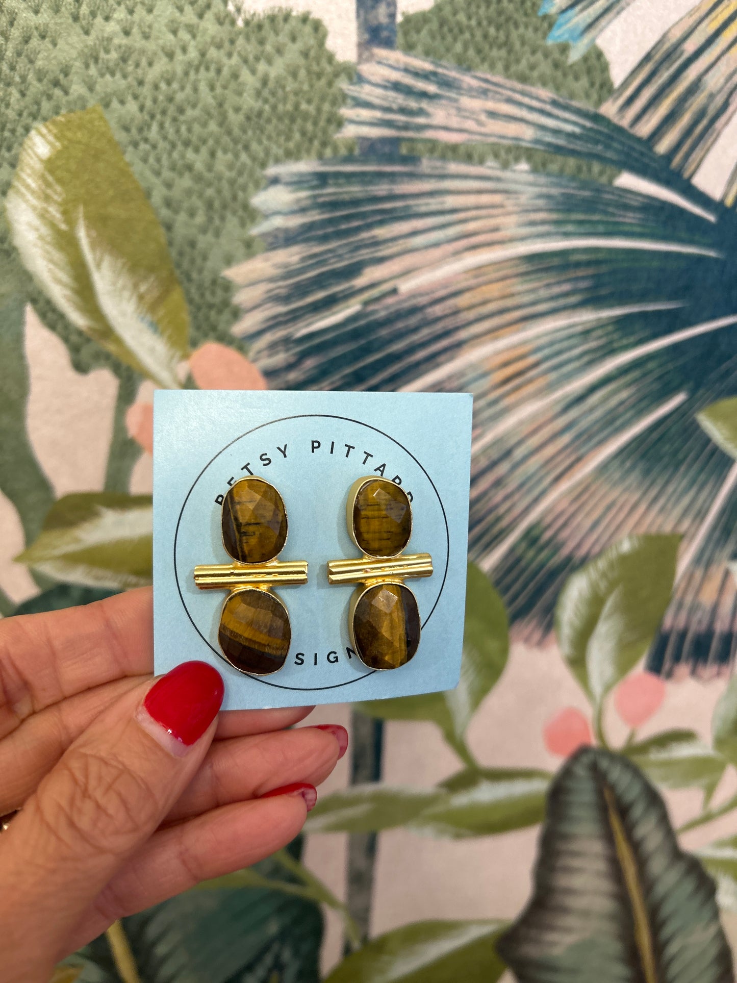 Tigers Eye Quiggs Earrings-Betsy Pittard