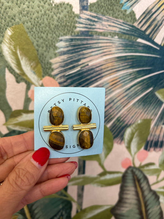 Tigers Eye Quiggs Earrings-Betsy Pittard