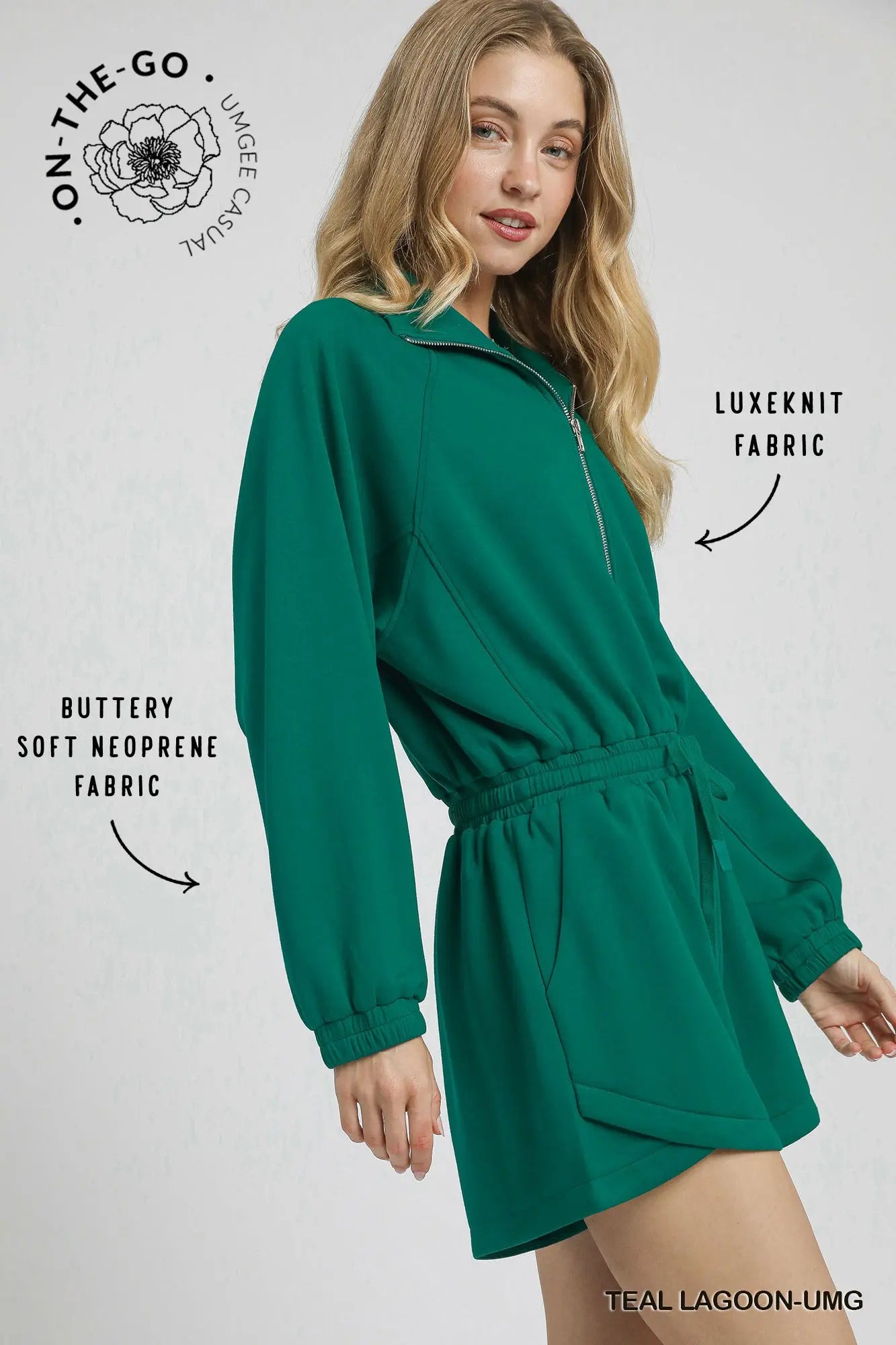 Luxeknit Half Zip Long Sleeve Romper