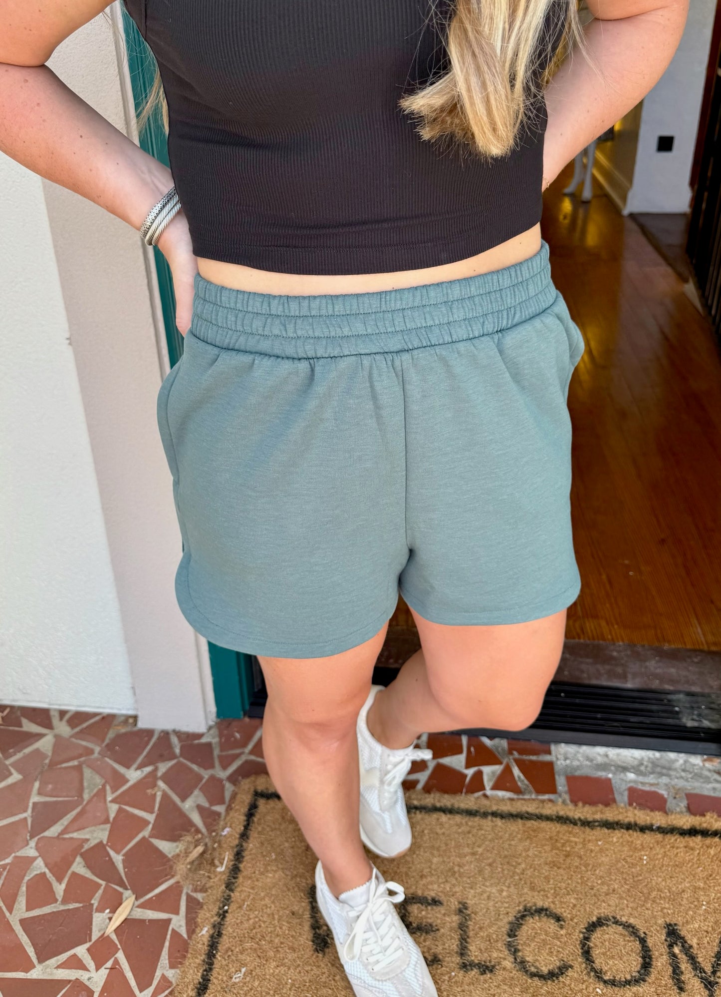 Scuba Elastic Waistband Shorts-Saturday Steal