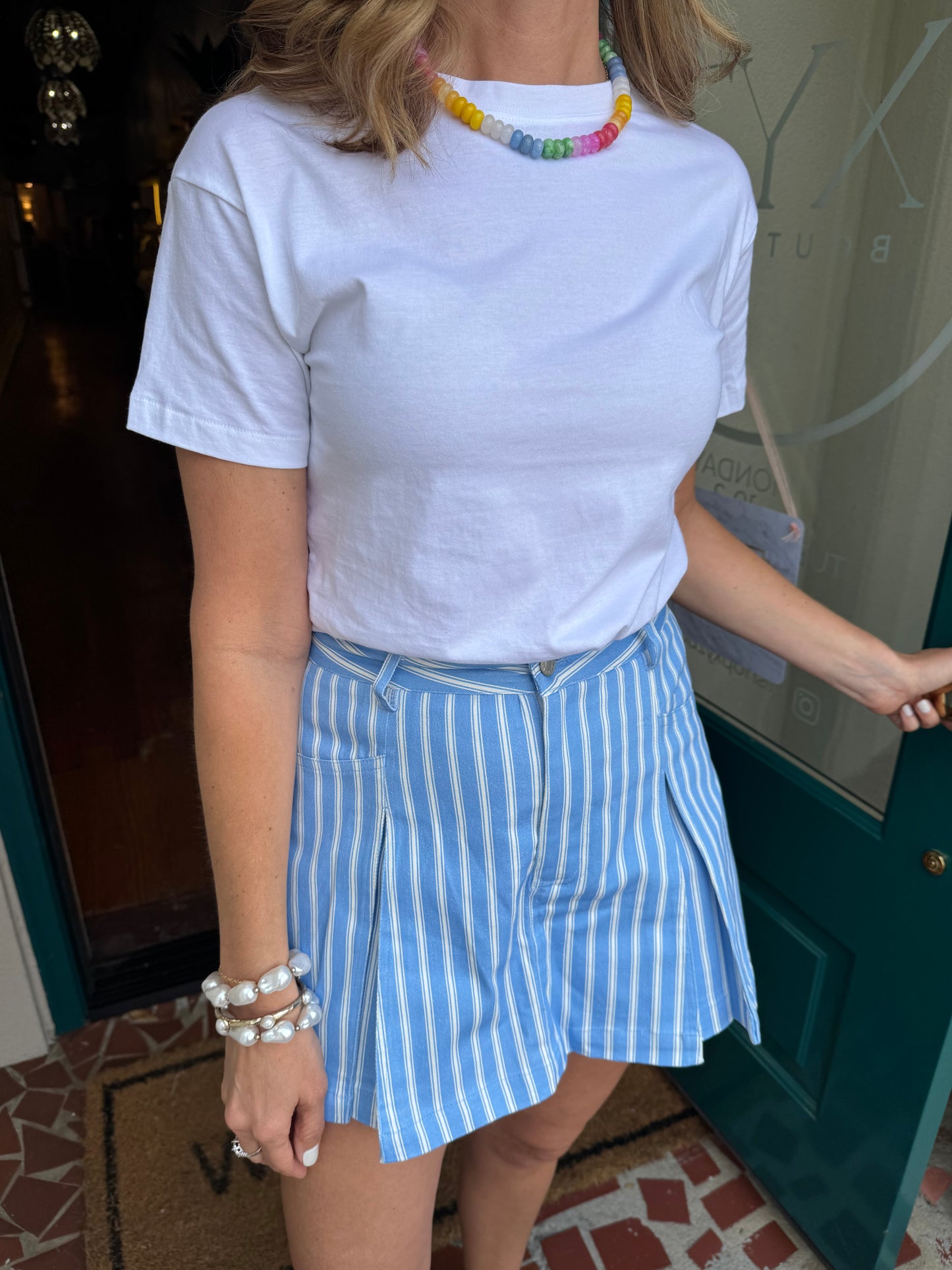 Striped Woven Skort