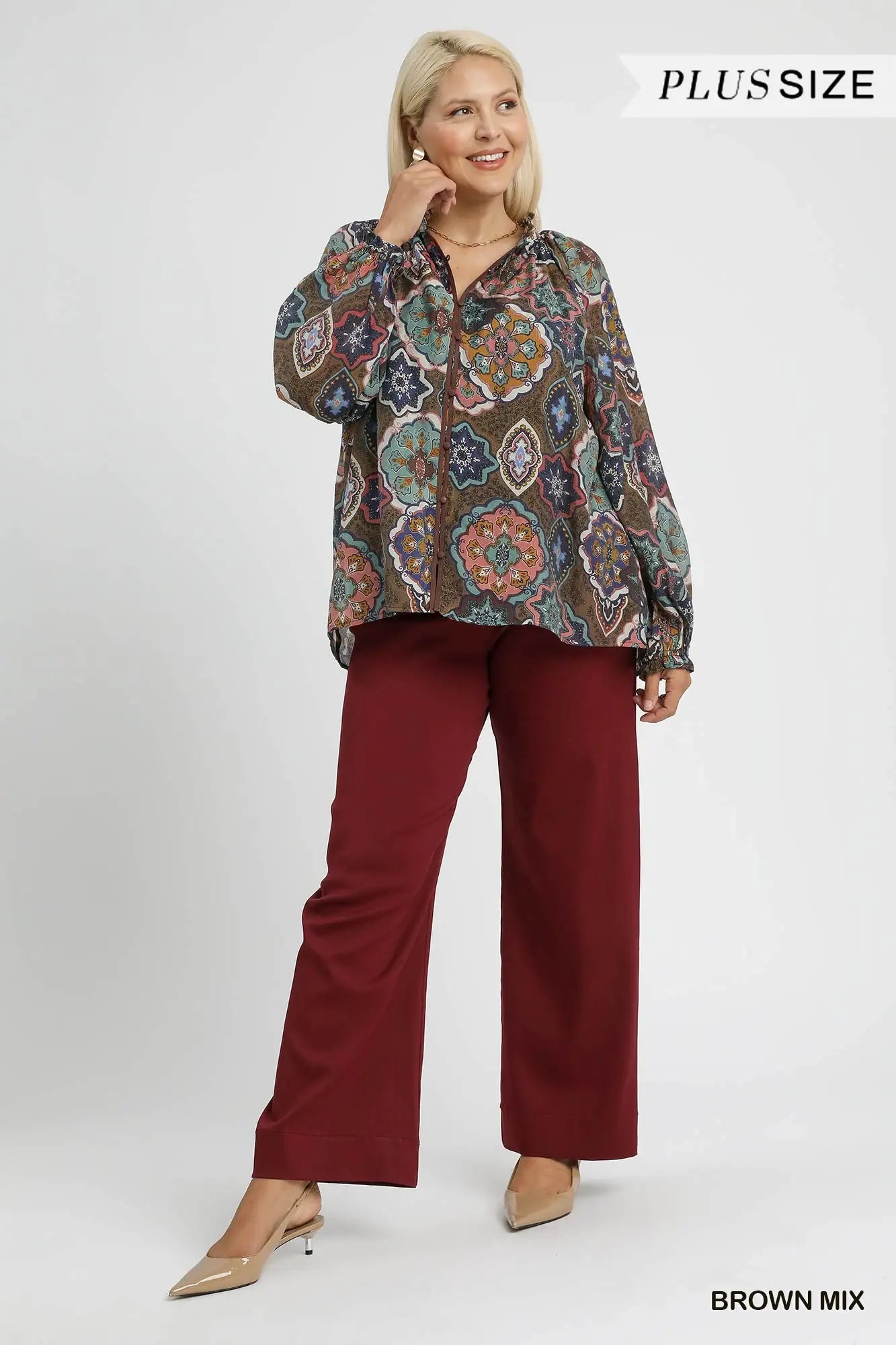 Boho Mosaic Button Down Top
