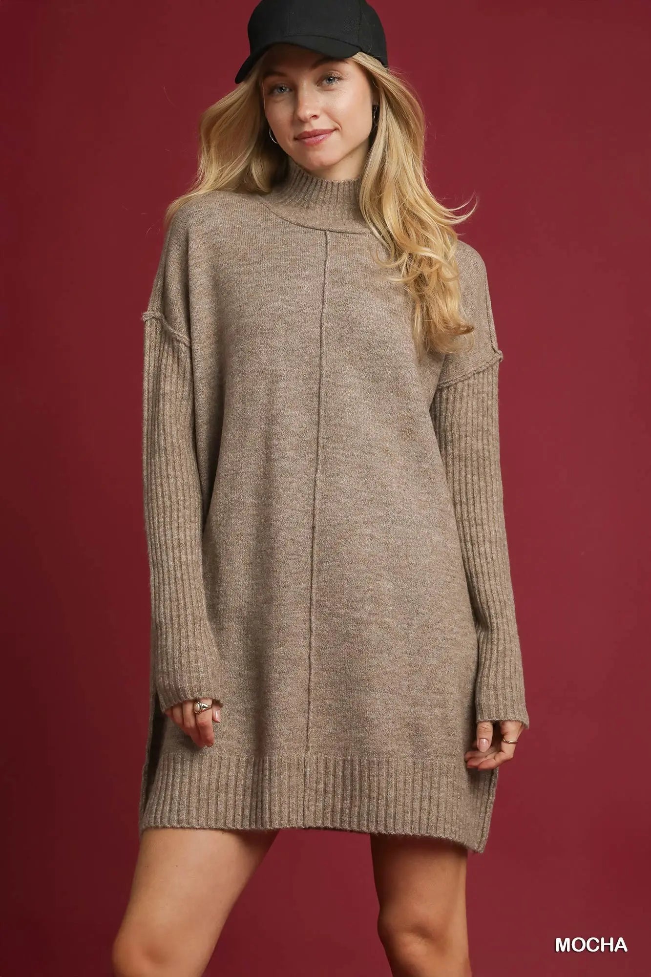 Cozy Knit Turtleneck Sweater Dress