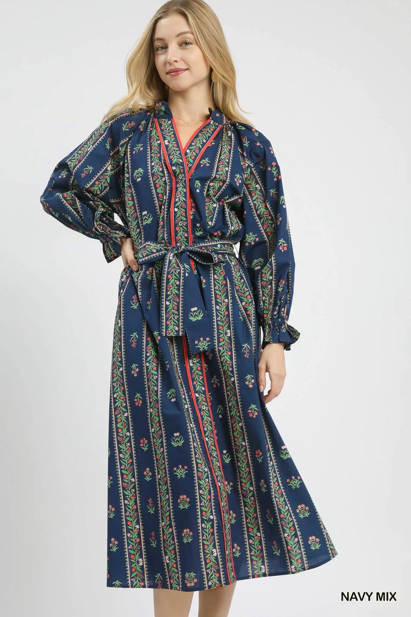 Mix Floral Stripe Maxi Dress