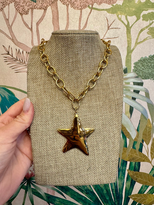 Gold Star Chain Necklace
