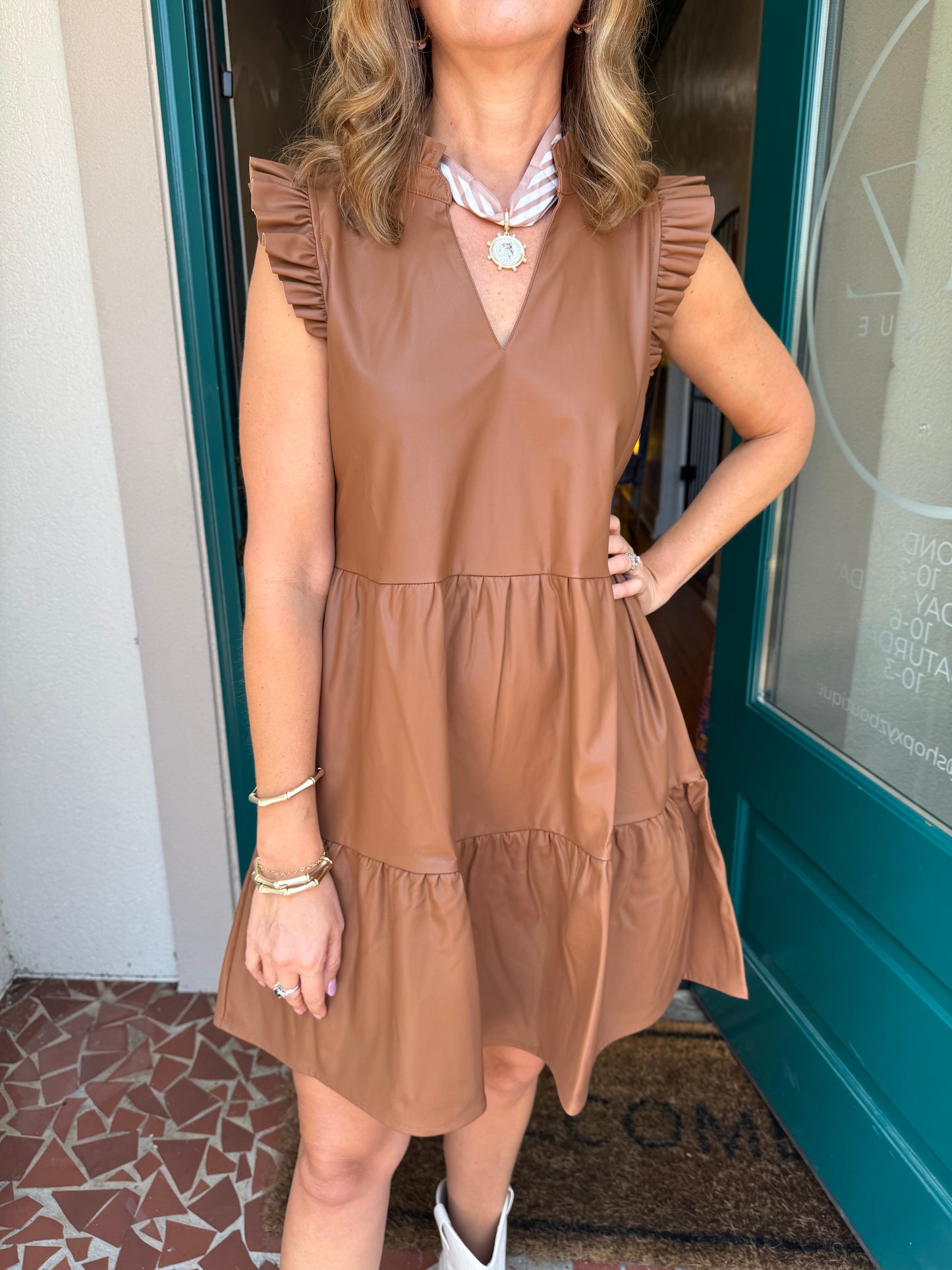 Tabitha Leather Dress-Mudpie