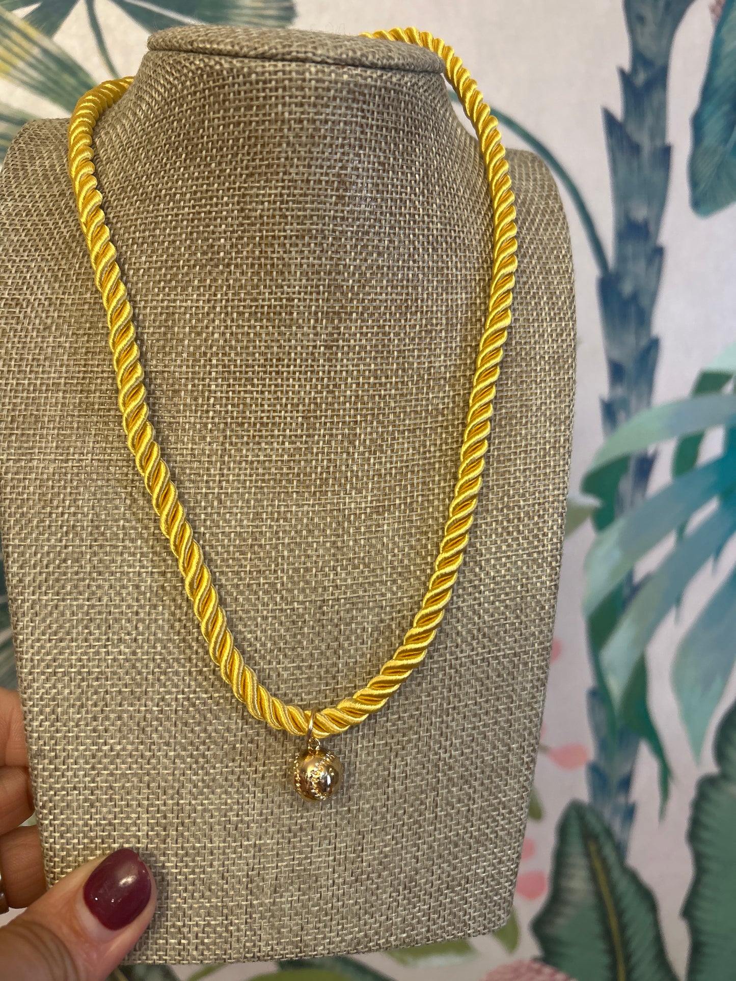 Cord Baseball Pendant Necklace