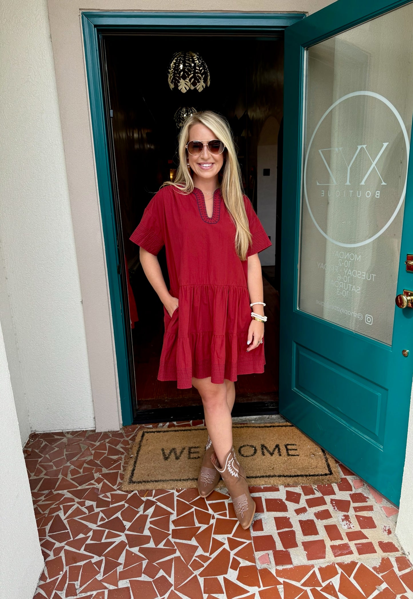 Tiered Slit Neck Dress