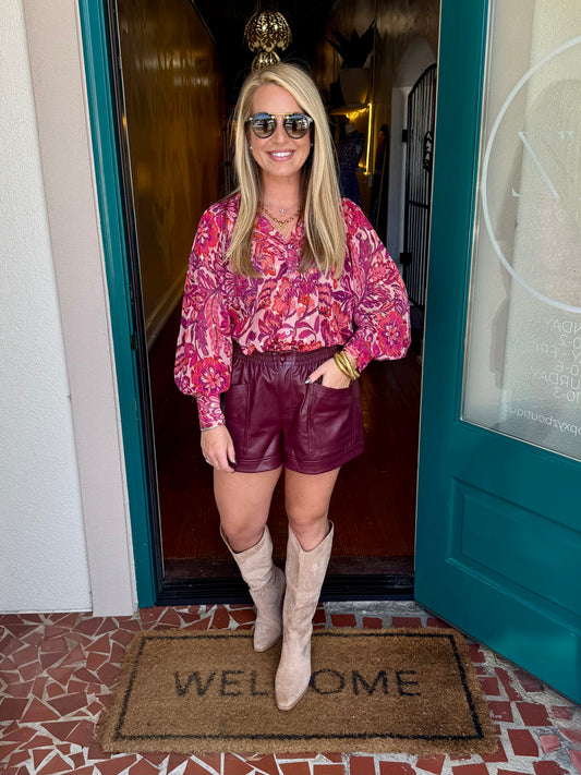 Pink Fuchsia Gold Detail Top