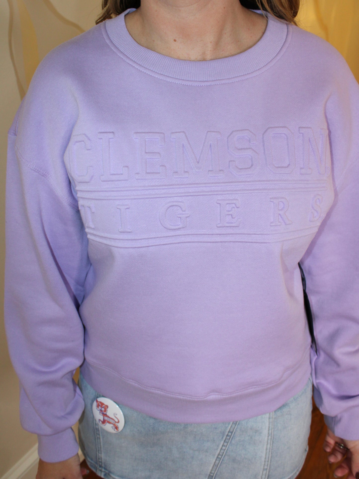 Clemson College Lines Fleece Women's Crew