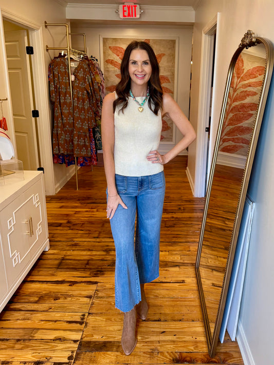 Ivory Boatneck Sweater Tank