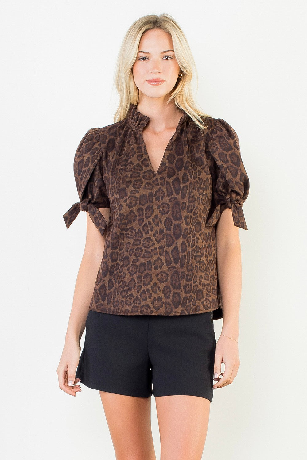 Short Sleeve Cheetah Print Top