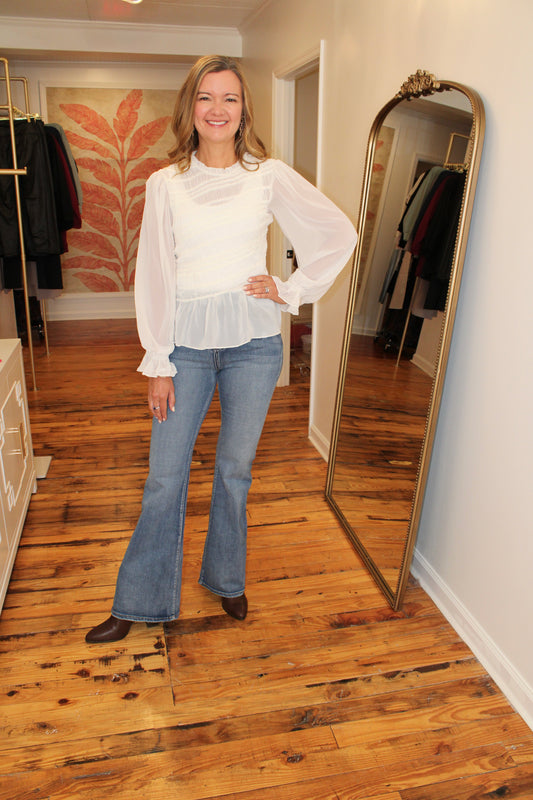 Ruffle Smocked Peplum Top