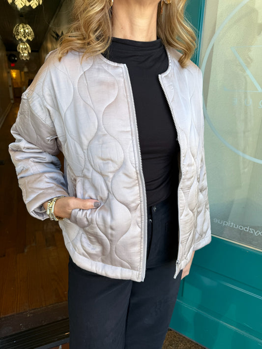 Satin Material Quilted Jacket