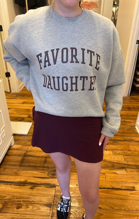 Burgundy Lettered Favorite Daughter Sweatshirt