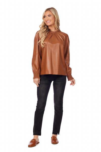 Putnam Faux Leather Top-Mudpie
