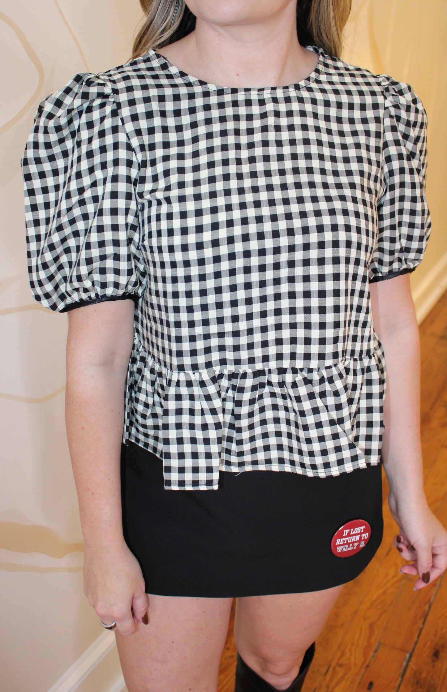 Plaid Ruffle Hem Top