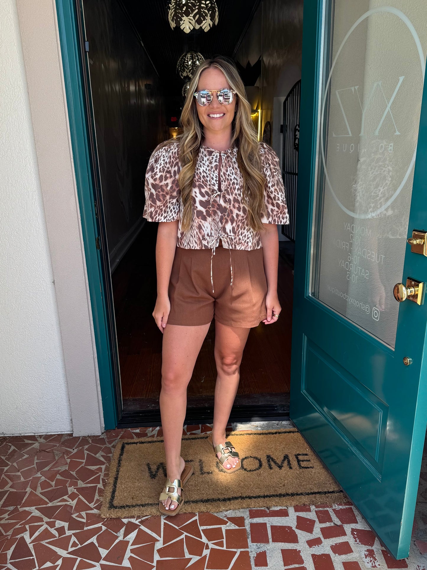 Chestnut Washed Pleated Shorts