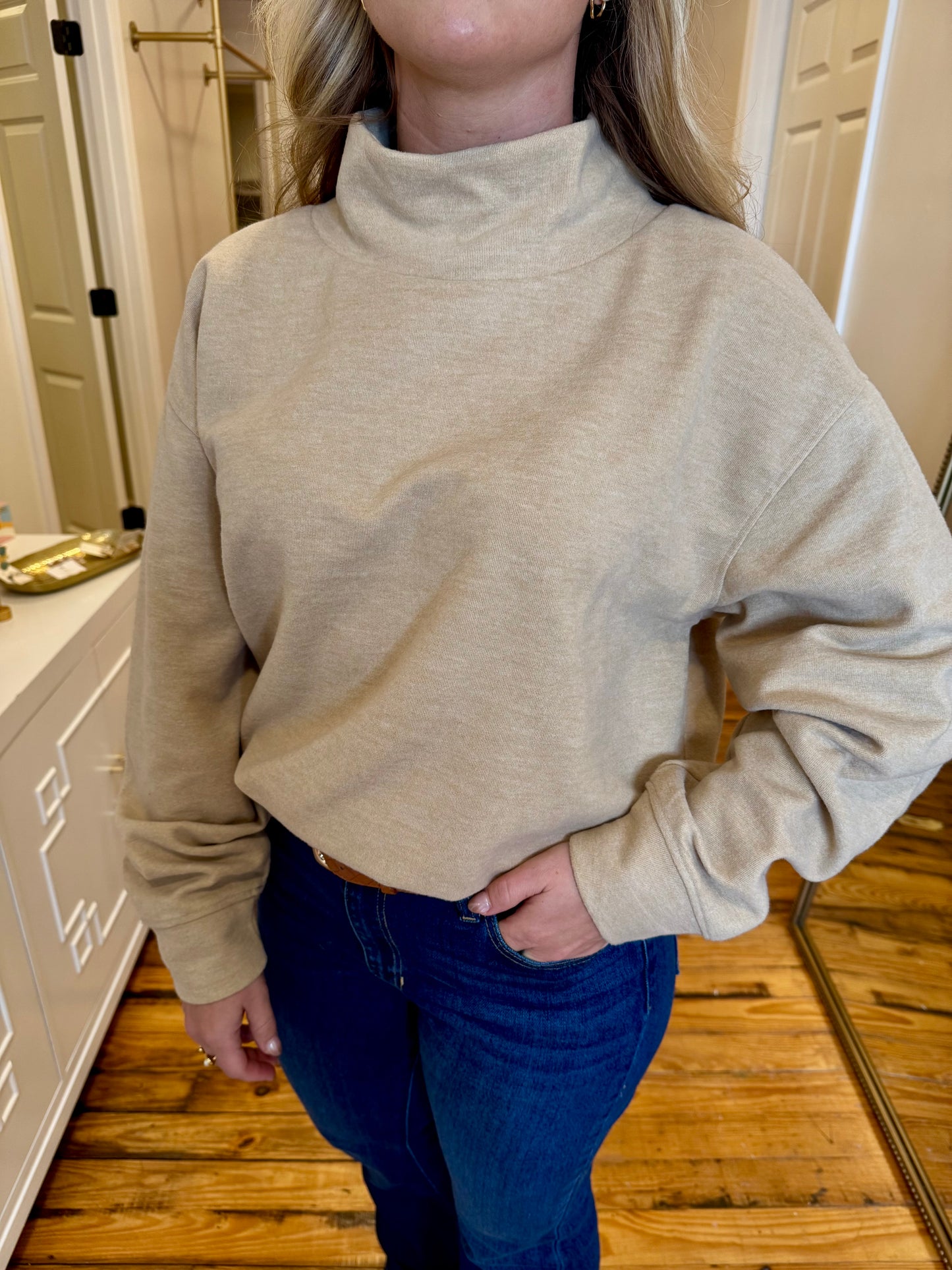 Mock Neck Pullover-Sunday Steal