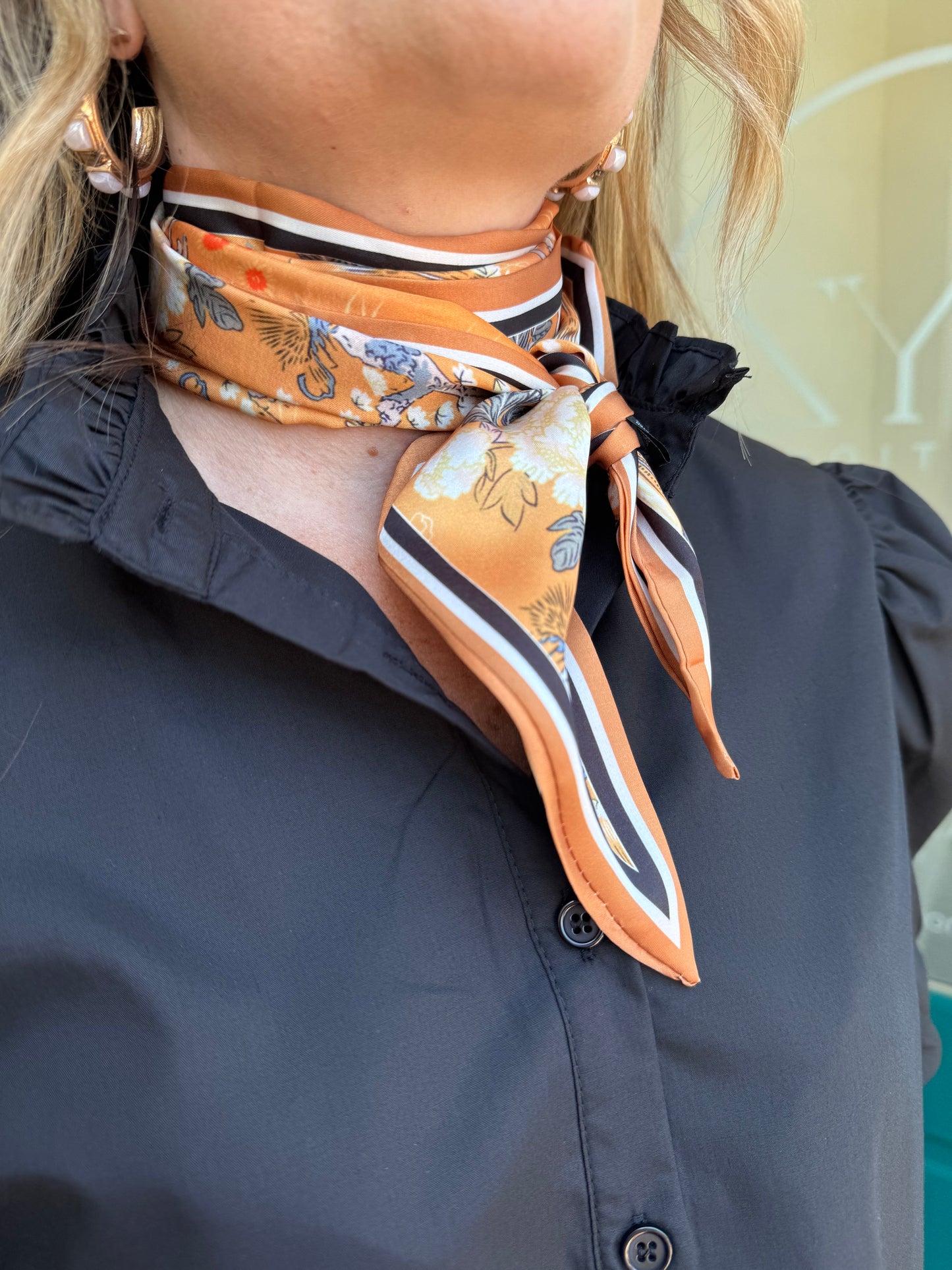 Gold Floral Scarf