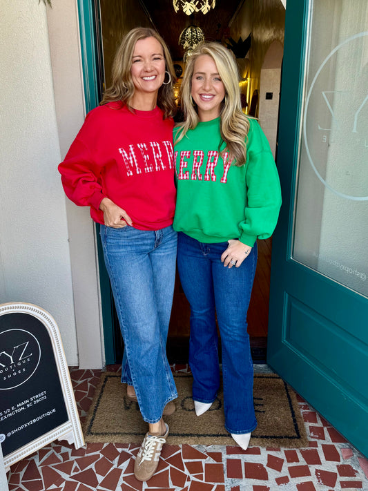Merry Gingham Crew Neck Sweatshirt