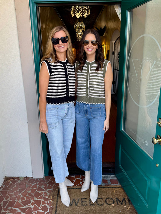 Sleeveless Striped Knit Vest Top