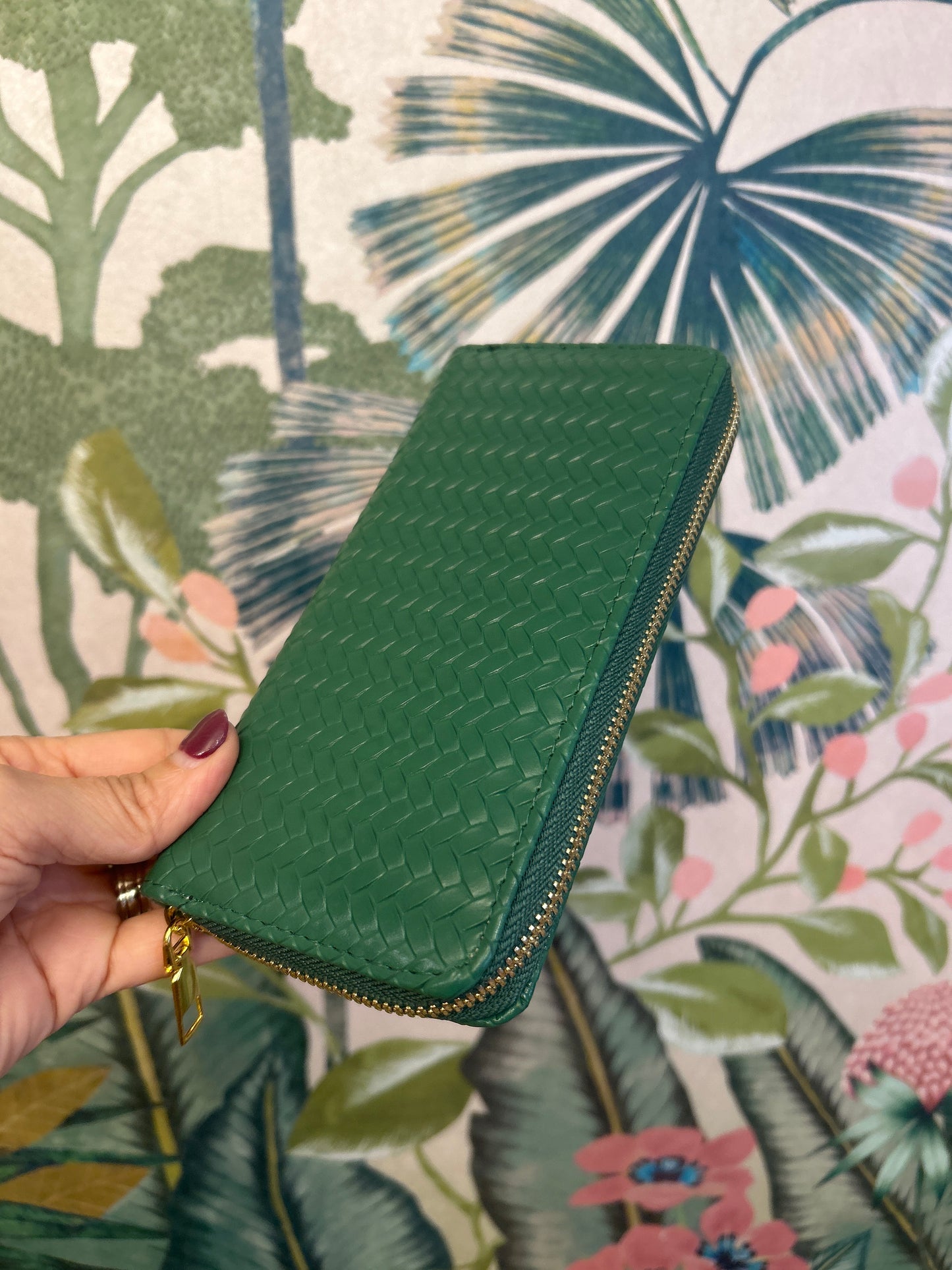 Vegan Leather Weave Detail Wallet