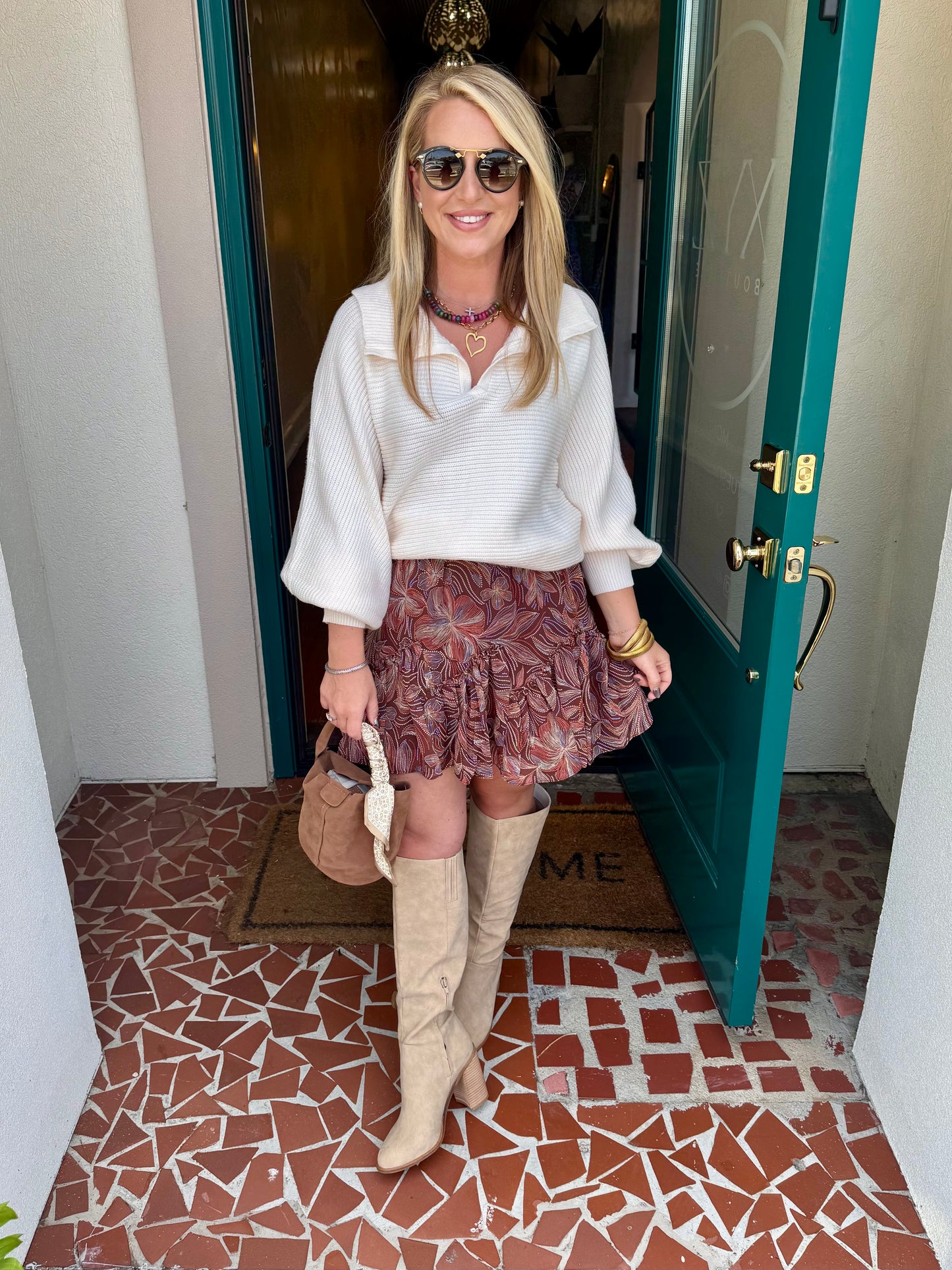 Cream Collared Dolman Sleeve Ribbed Sweater