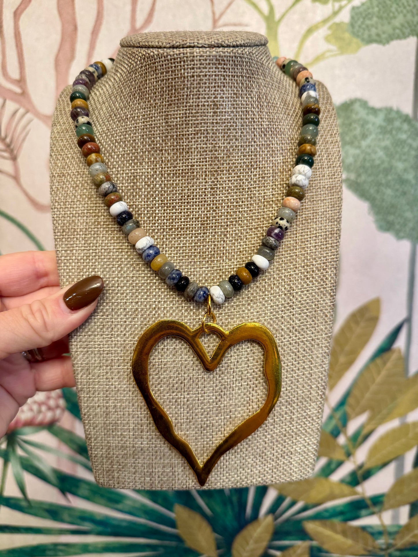 Large Open Heart Beaded Necklace