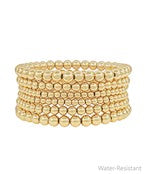 6 Gold Bead Bracelet Stack-Water Resistant